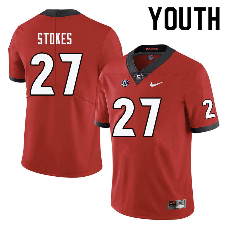 Georgia Bulldogs Youth Eric Stokes #27 Red Stitched College UGA Football Jersey 23FM017RX